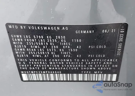 2021 Volkswagen Id.4 Pro S z USA, uszkodzony, nr VIN WVGTMPE25MP046940